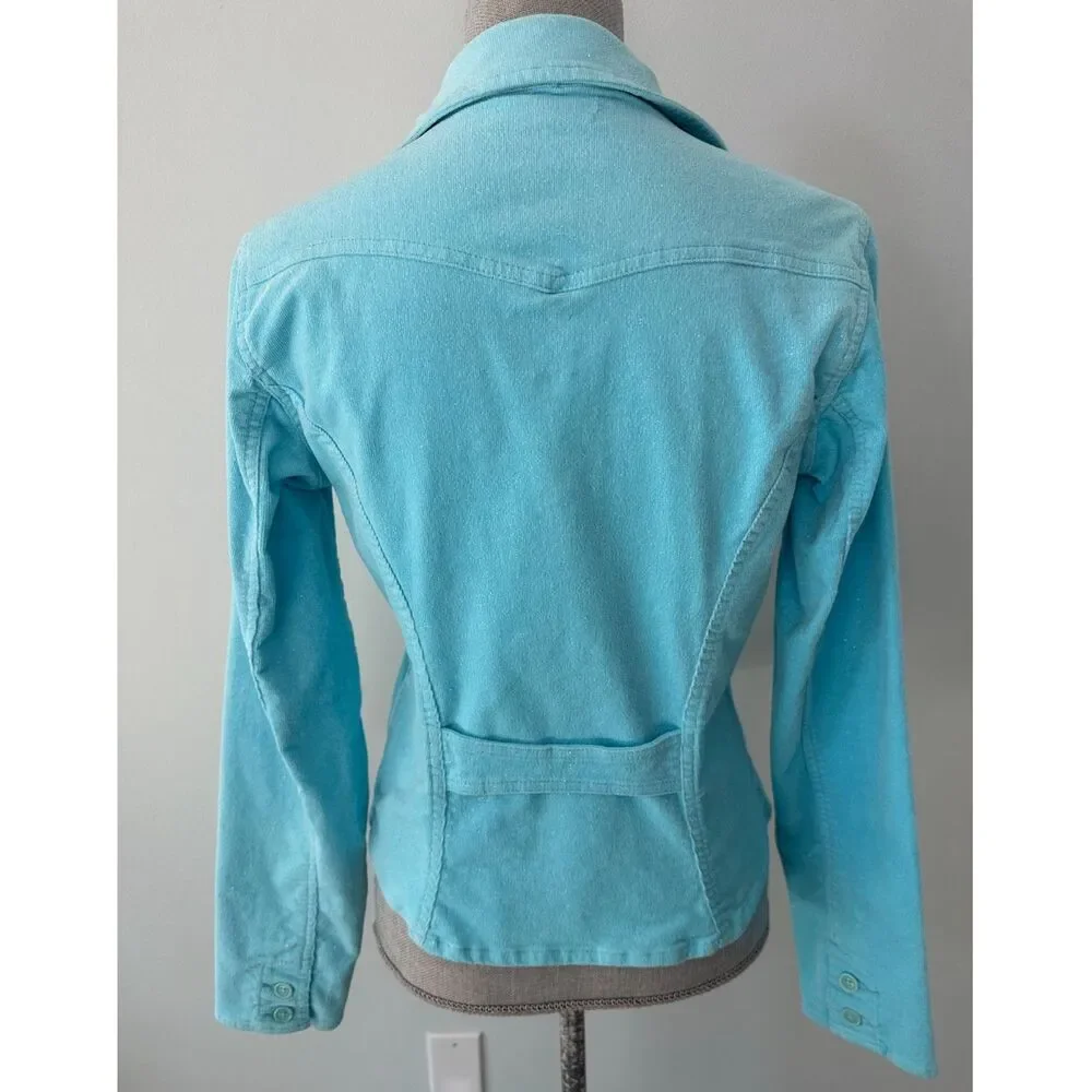 Y2k Vintage Light Pastel Blue Corduroy Blazer Jacket Soft Girl size Girls 16/18